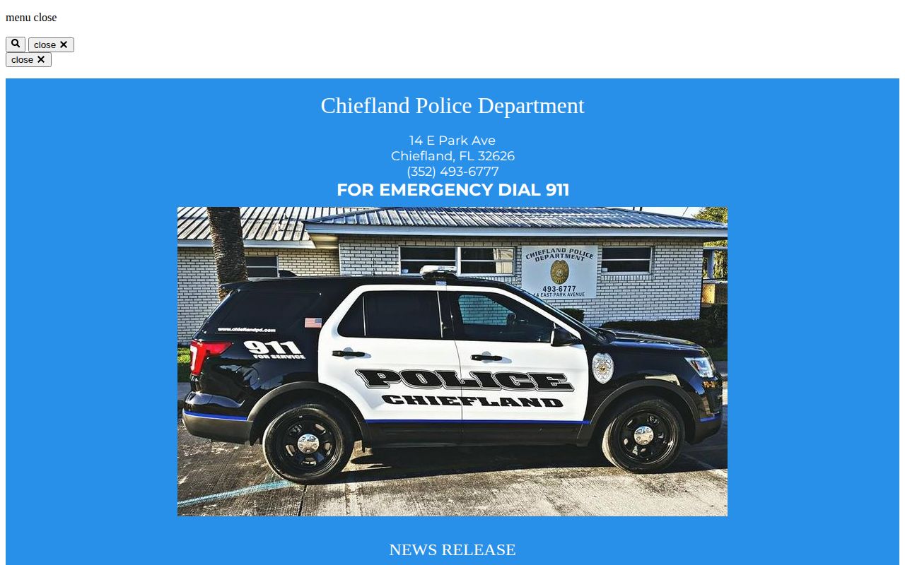 Chiefland Police Department source for Levy County arrest records