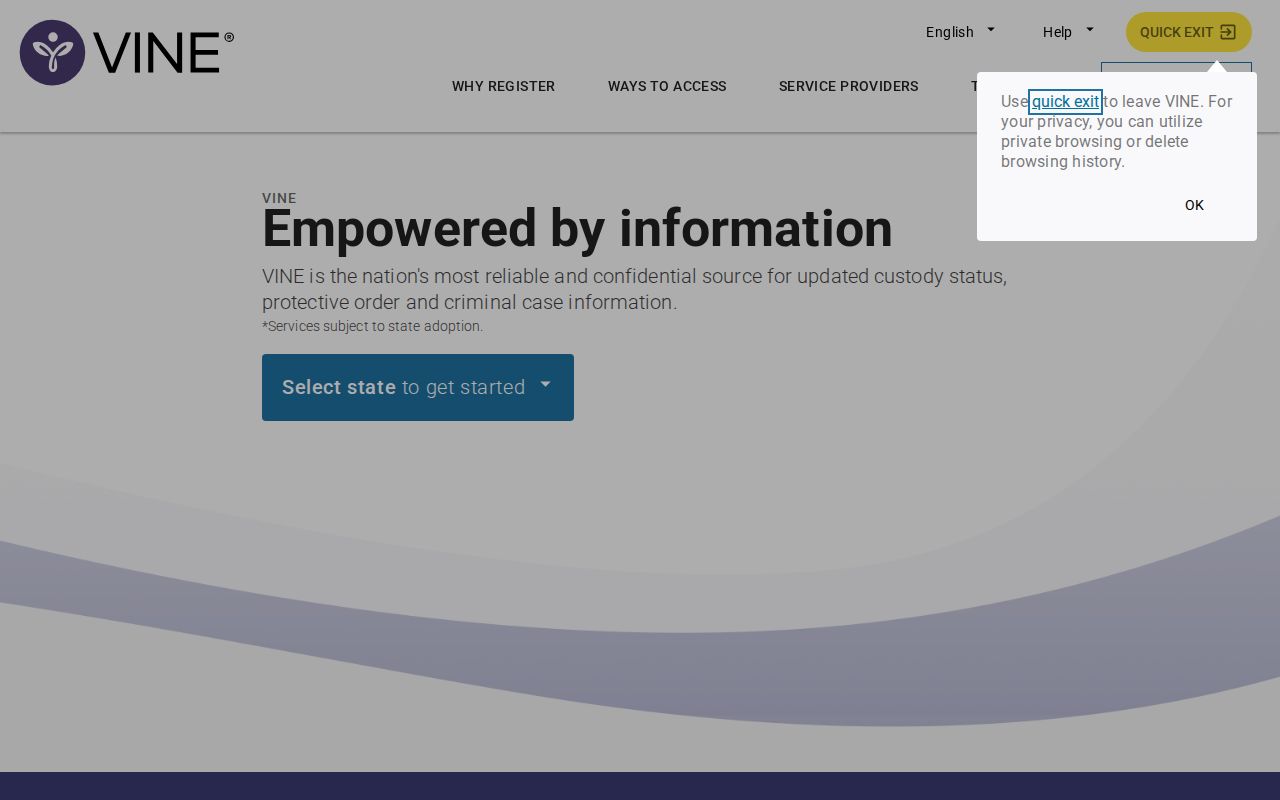 Florida VINE Levy County custody release notification interface