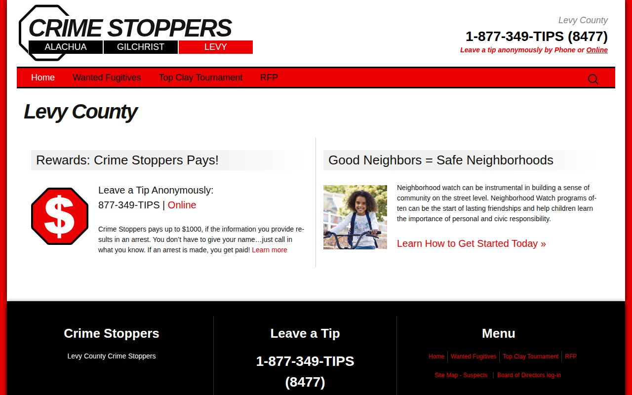 Levy County Crime Stoppers wanted-person tip information