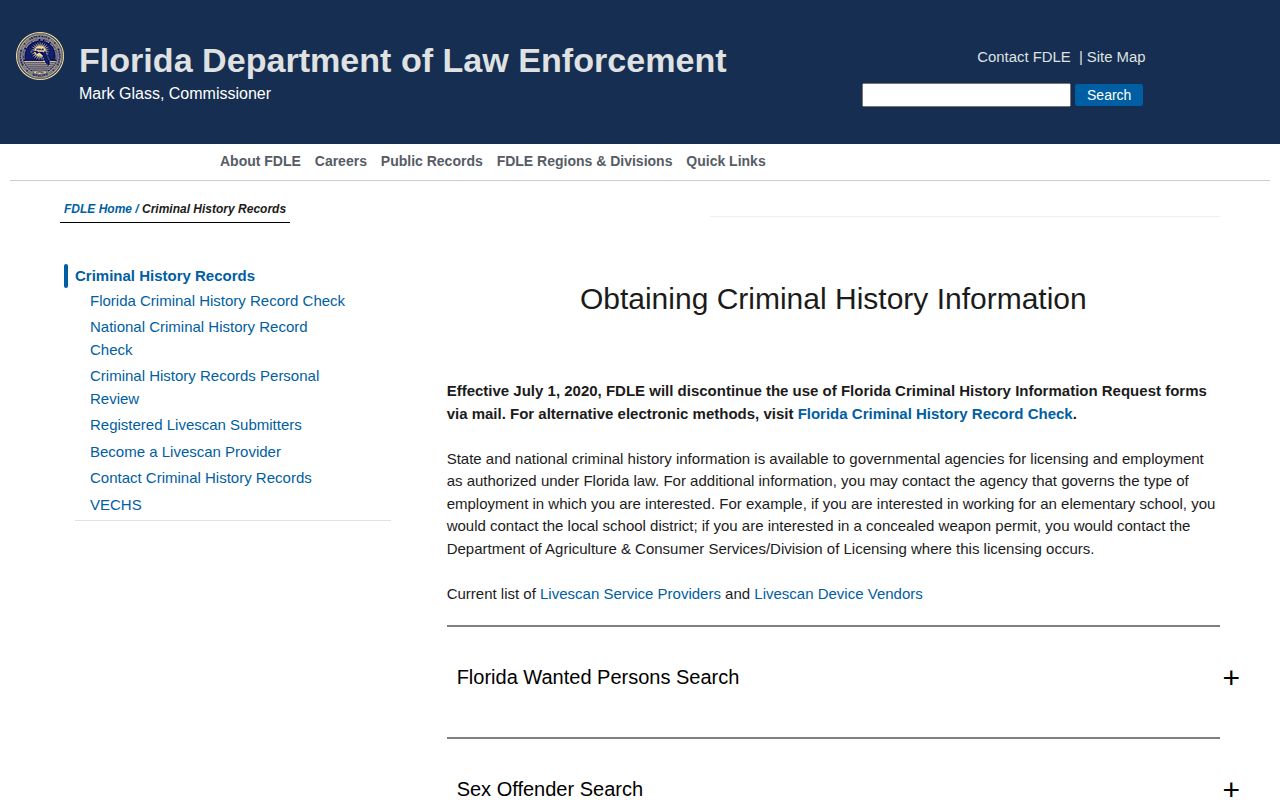 FDLE official Levy County wanted-person and warrant search route
